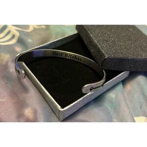 NEW Women's‎ Adjustable Silver "Best B*tches" Cuff Bracelet